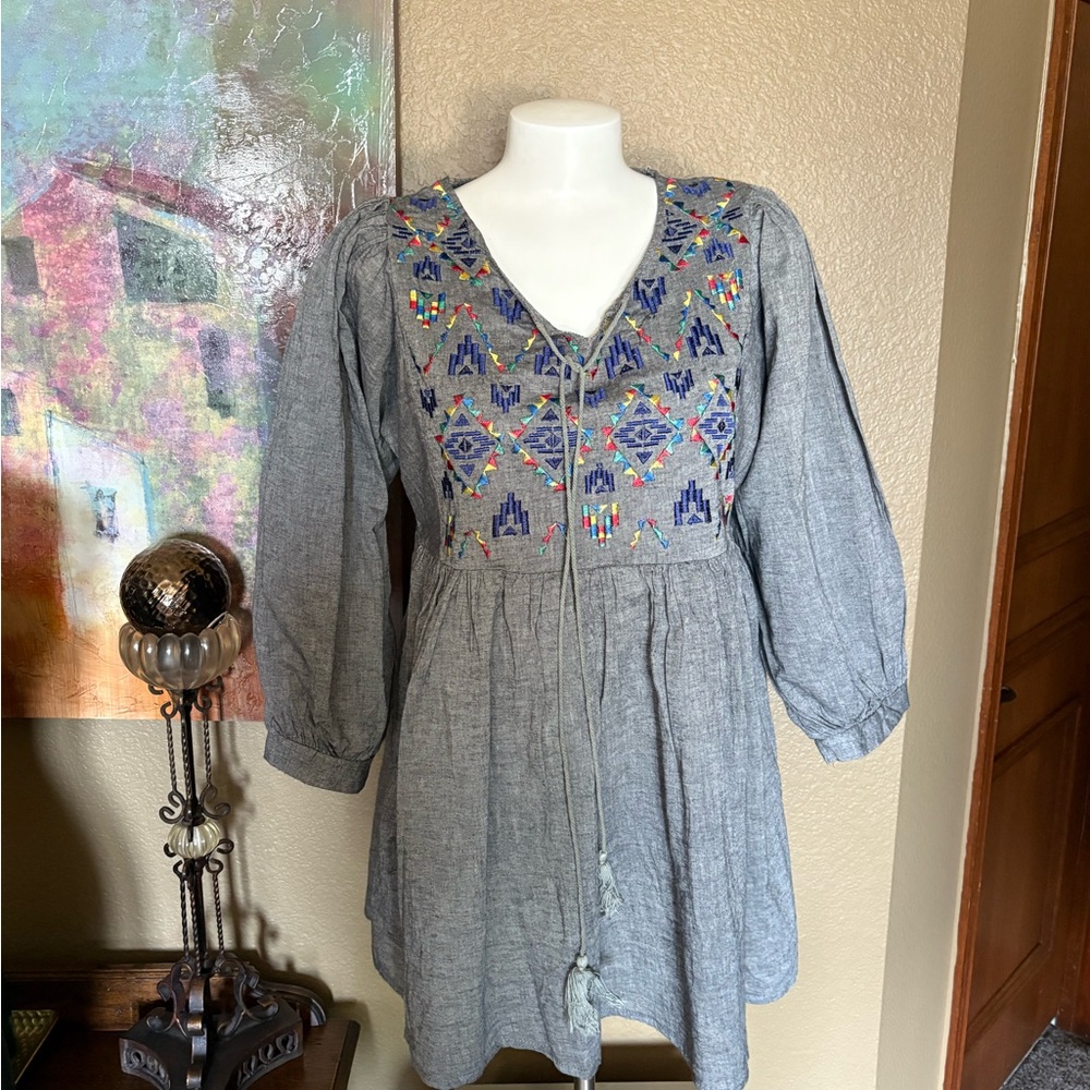 Velzera Charcoal Bohemian Peasant dress.